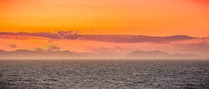 puesta de sol, Océano, mar, nubes, naturaleza, días de fiesta, cielo