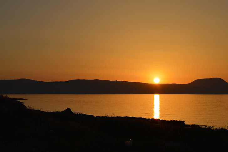 west, sun, crete, holidays, sunset, evening