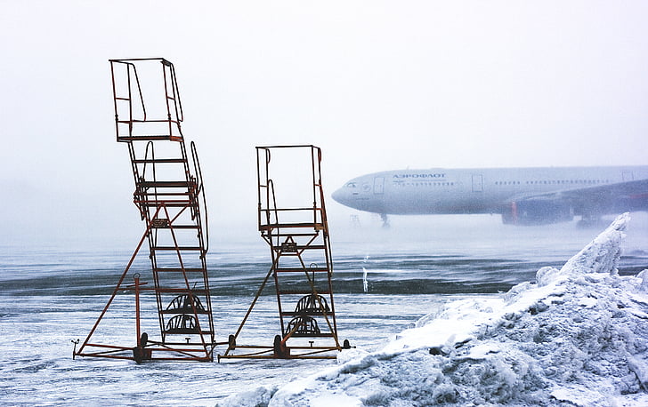 avión, avión, Aeropuerto, Aviación, frío, vuelo, hay niebla