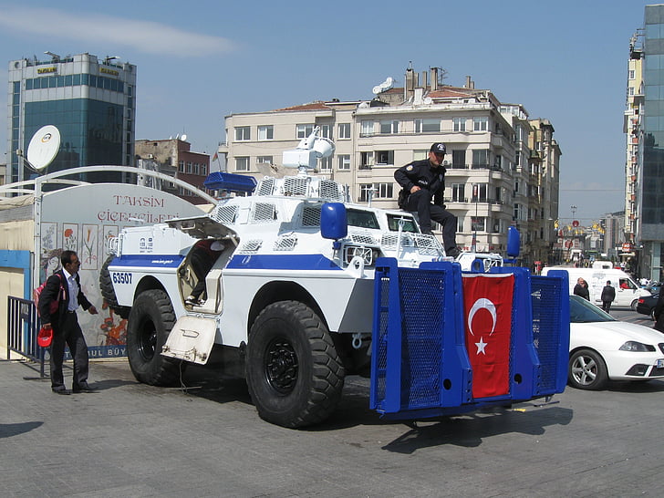Turkije, Istanbul, tank, politie, voertuig, mensen