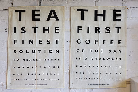 poszter, design, tea, kávé, betűk, betűk, szemész
