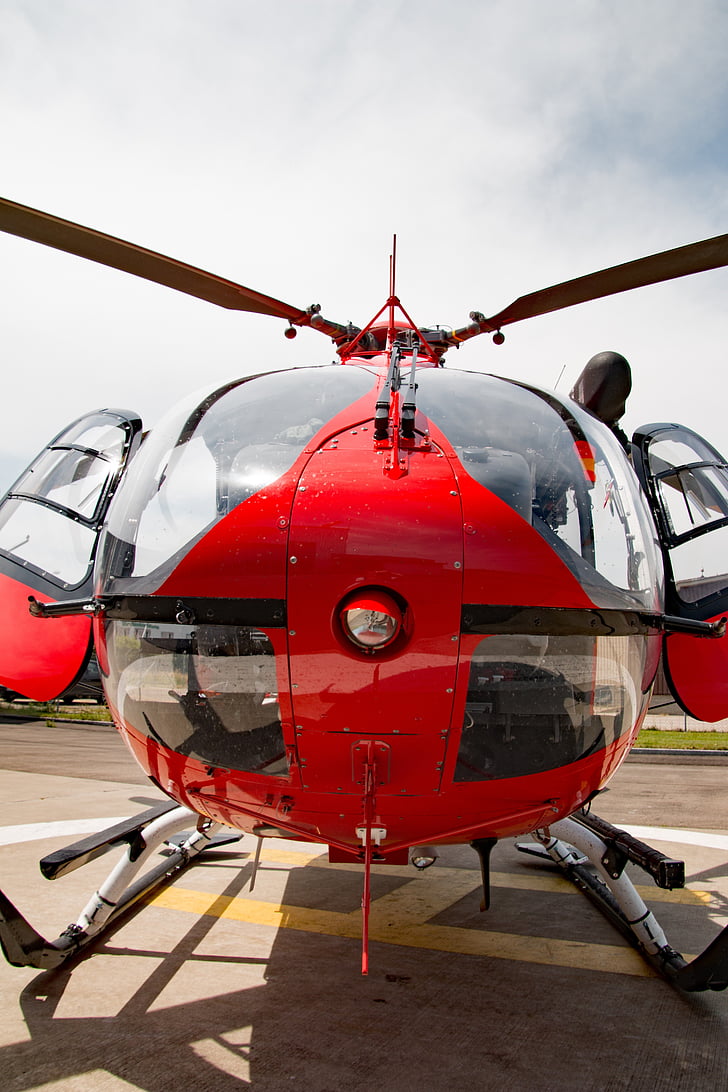 Eurocopter, 145, ec145, helicòpter, vermell, tancar, helicòpter de rescat