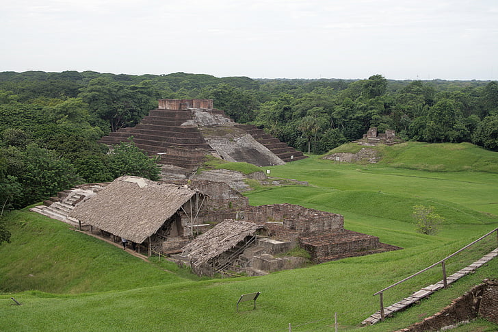 comalcalco, Tabasco, reruntuhan, prehispanic, Meksiko, Piramide, Arkeologi