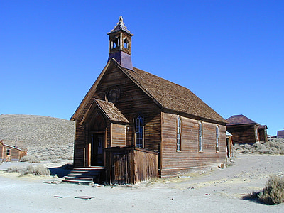 cerkev, stavbe, en začne Bodie, California, Boomtown, ghost town