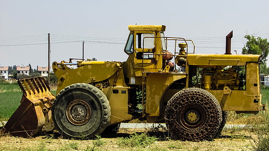 bulldozer, geel, machine, zware, apparatuur, machines, trekker