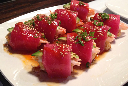 sushi, tuna, ikan, makanan laut, Jepang, Makanan, Asia