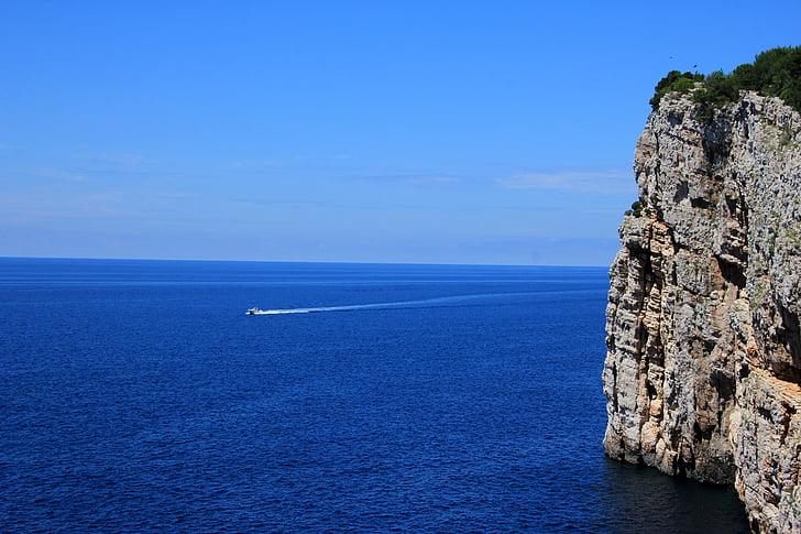 Kroatia, Coast, Cliff, Kornati saaret, kansallispuisto, sininen, Sea