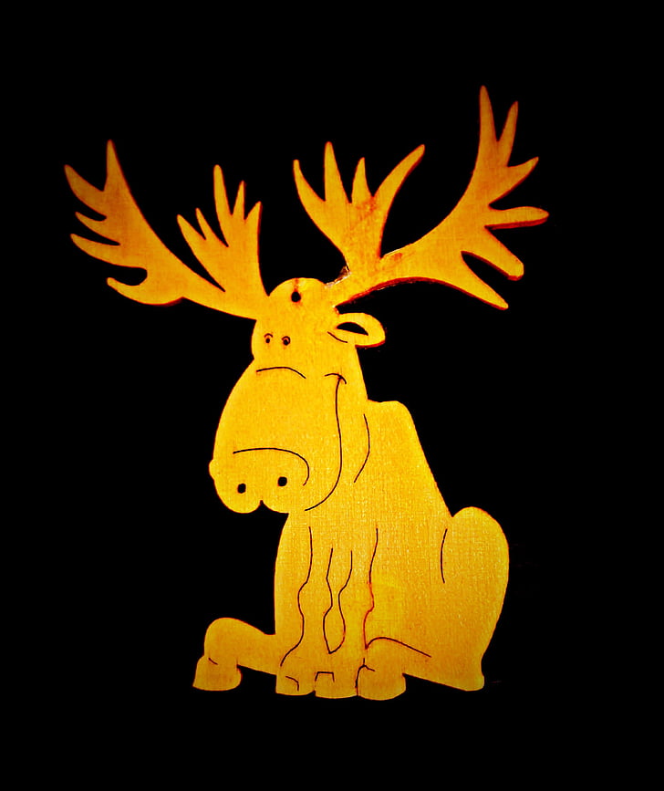 Moose, holzfigur, vyrezávaná ozdoba, ručné práce, hnedá, prívesy, so suvenírmi