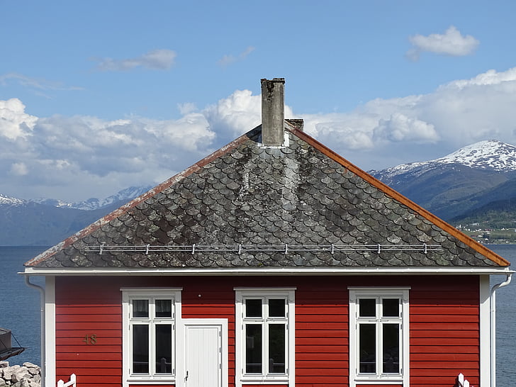 Norge, hem, Scandinavia, fjorden, arkitektur, hus