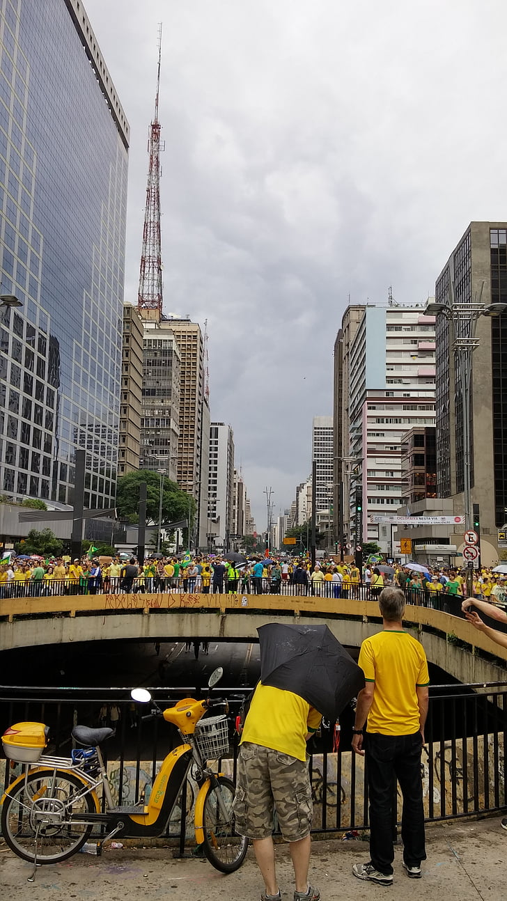 Paulista, São paulo, Brazília, tüntetések, város, városi, építészet