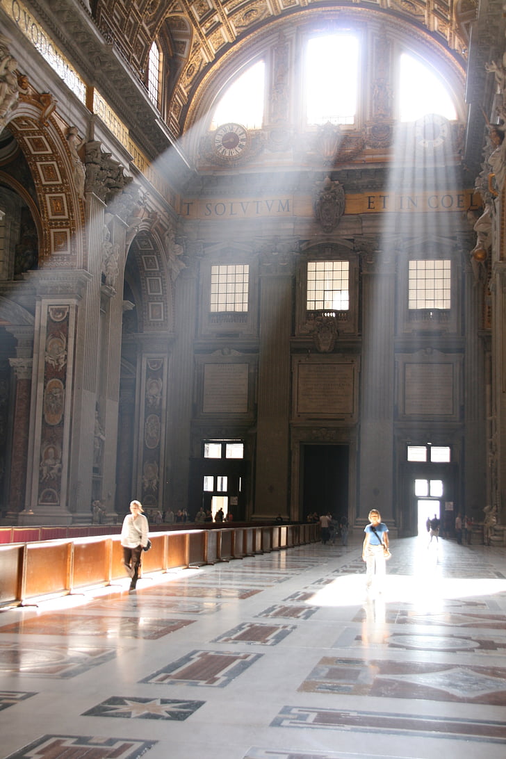 st peter's basilica, rome, light, church, catholic, morning light, religion