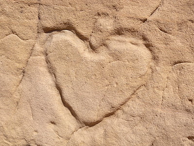 砂岩, 心, 愛, テクスチャ, 壁, 砂, 背景