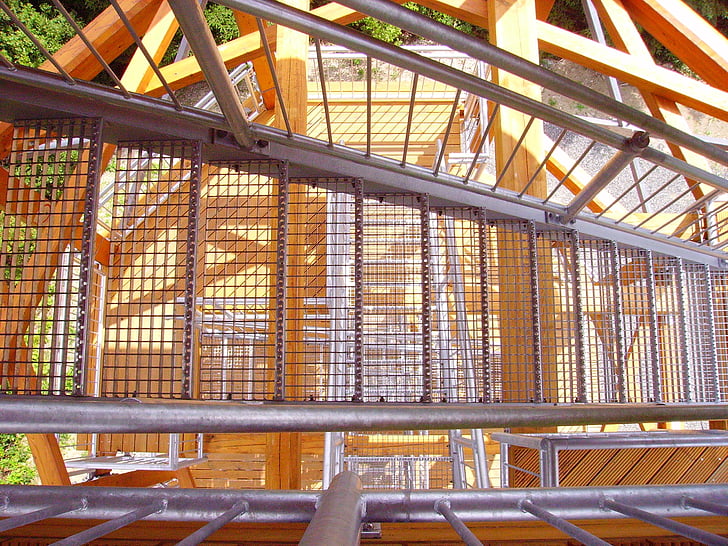 tangga, secara bertahap, menara observasi, Langkah tangga, logam, industri konstruksi, arsitektur