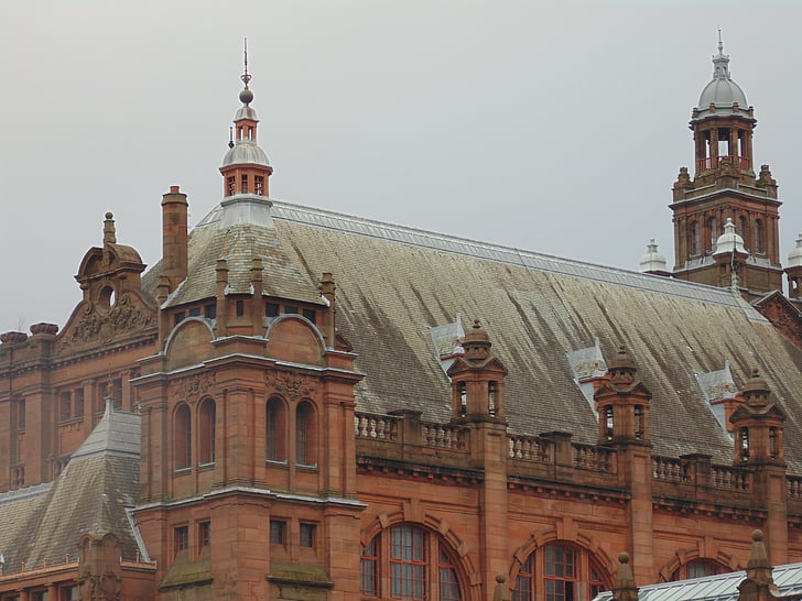 Kelvingrove, Glasgow, Architektura, budova, Muzeum, skotský, Skotsko