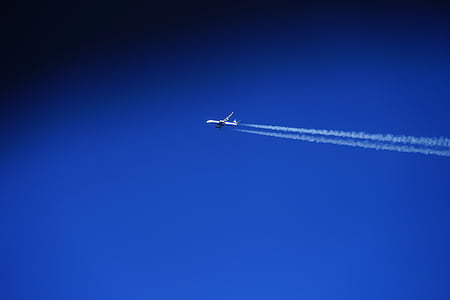 เครื่องบิน, ท้องฟ้า, contrail, สีฟ้า, สีฟ้า, เครื่องบินโดยสาร, ท่องเที่ยว