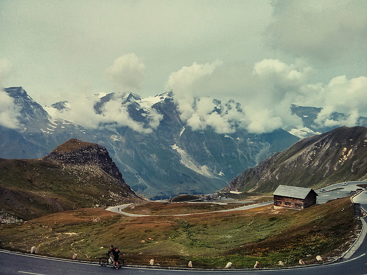Alpi, strada, passare, curve, paesaggio, montagna, natura