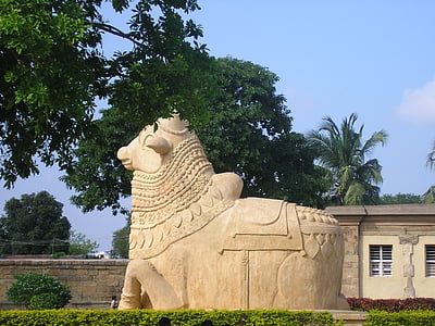 Bull, statue, Nandi, køretøj, himmelske, Shiva, gangaikondacholapuram
