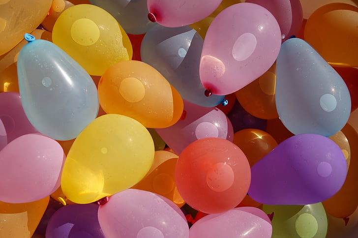 balloons, water bomb, color, summer, kid, entertainment, fun