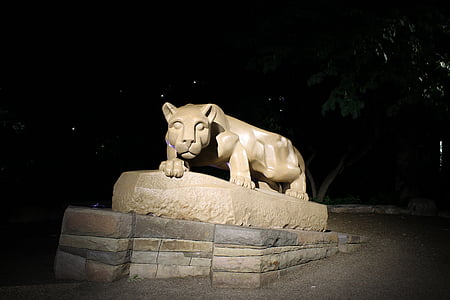 psu, lion, mountain lion, state college, penn state, shrine, night