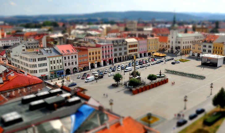 Jičín, staden, mockup, illusionen, Tjeckien, marknaden, monumentet