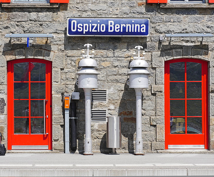 Bernina, Pass, rautatieasema, 2256 m, Ospizio bernina, Bell, Antique