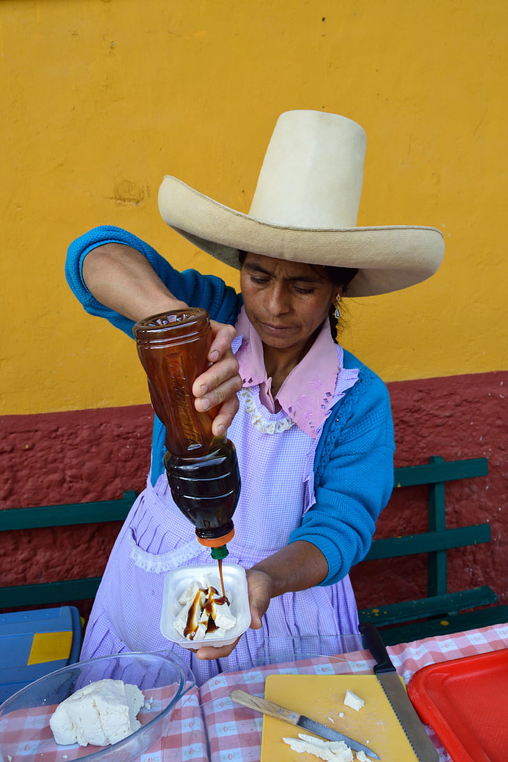 Peruu, Cajamarca, mesi, juustu, countrywoman