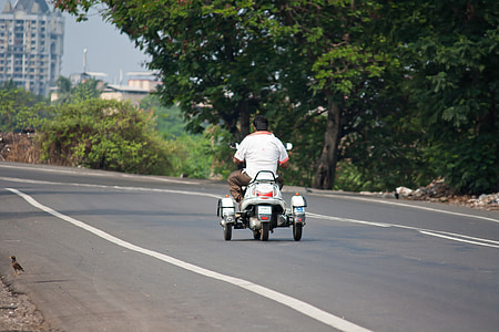 scooter, trike, India, weg, verkeer, voertuig, driewieler