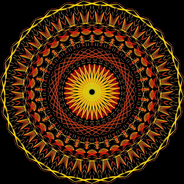 Mandala, psychedelické, Neon, artebyspacemandala
