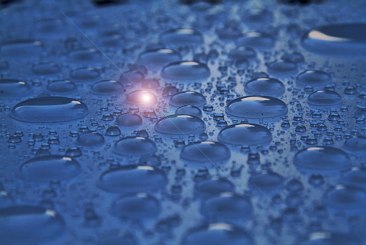 raindrop, droplets, reflection, refraction, close, macro