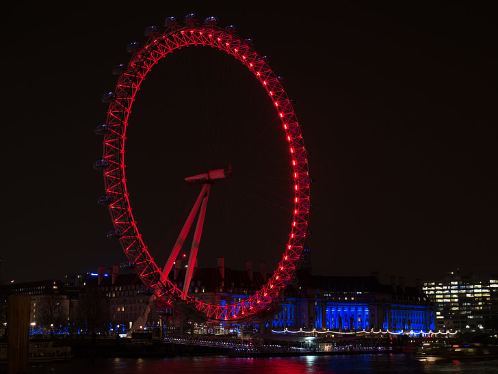 London, turizmus, éjszaka, szem