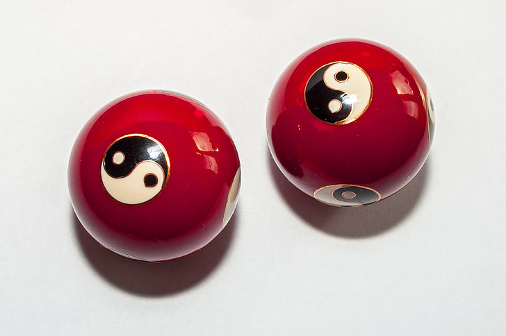 Qi gong, bollar, röd, ihåliga bollar, Yin, Yang, om