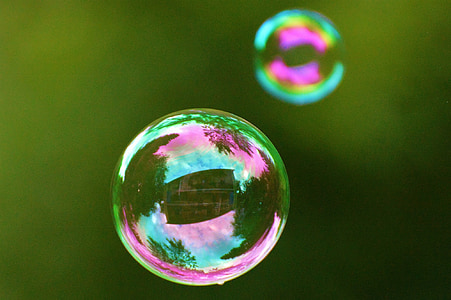 bolle di sapone, colorato, palle, acqua e sapone, fare bolle di sapone, galleggiante, il mirroring