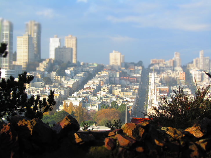 Сан Франциско, Калифорния, панорама, архитектура, пътуване, градски пейзаж, градски силует