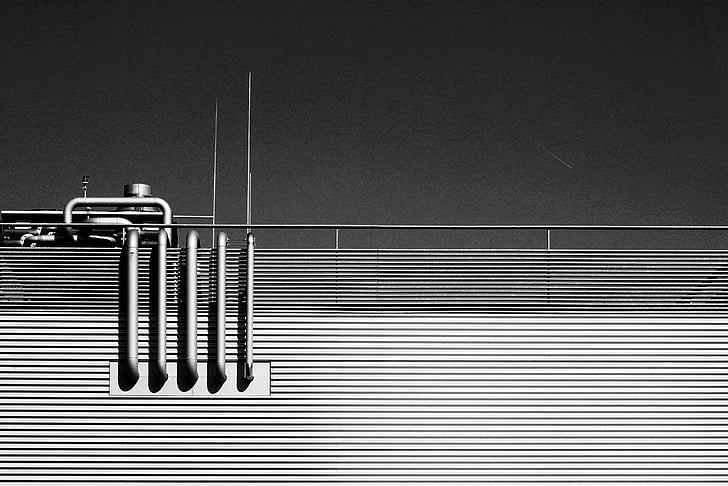 architecture, structure, tuyau, illustration, noir et blanc