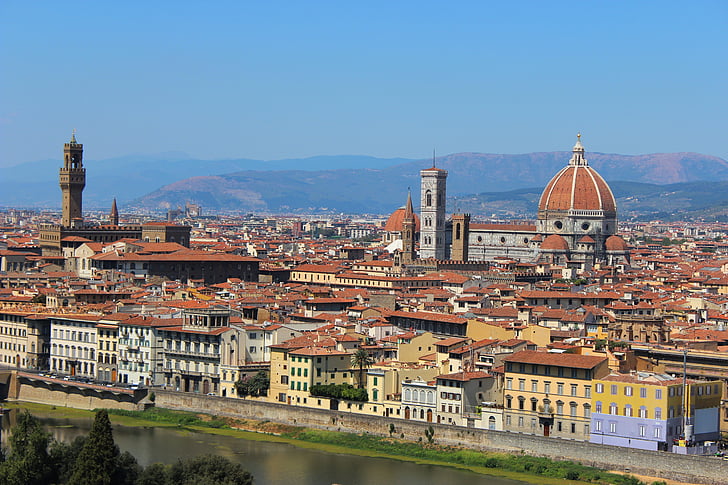 Florencija, Toskana, Italija, kupolas, katedra, paminklas, kraštovaizdžio