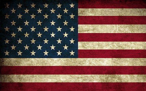 Flaga Amerykańska, czerwony biały i niebieski, Flaga, patriotyzm, tła, niebieski, w paski