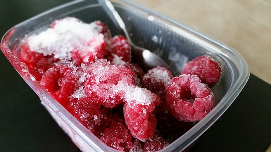 raspberry, frozen raspberry, frozen fruit, food, frozen, red, delicious