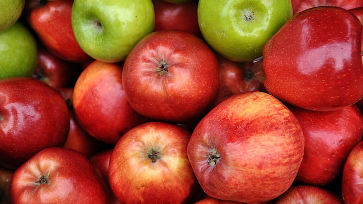 fruit, green apple, food, red apple