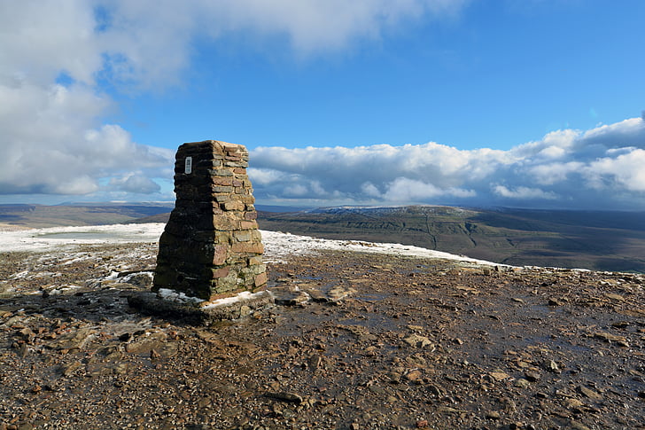 планински, тригонометрия точка, среща на върха, Йоркшир, ходене, Туризъм, синьо