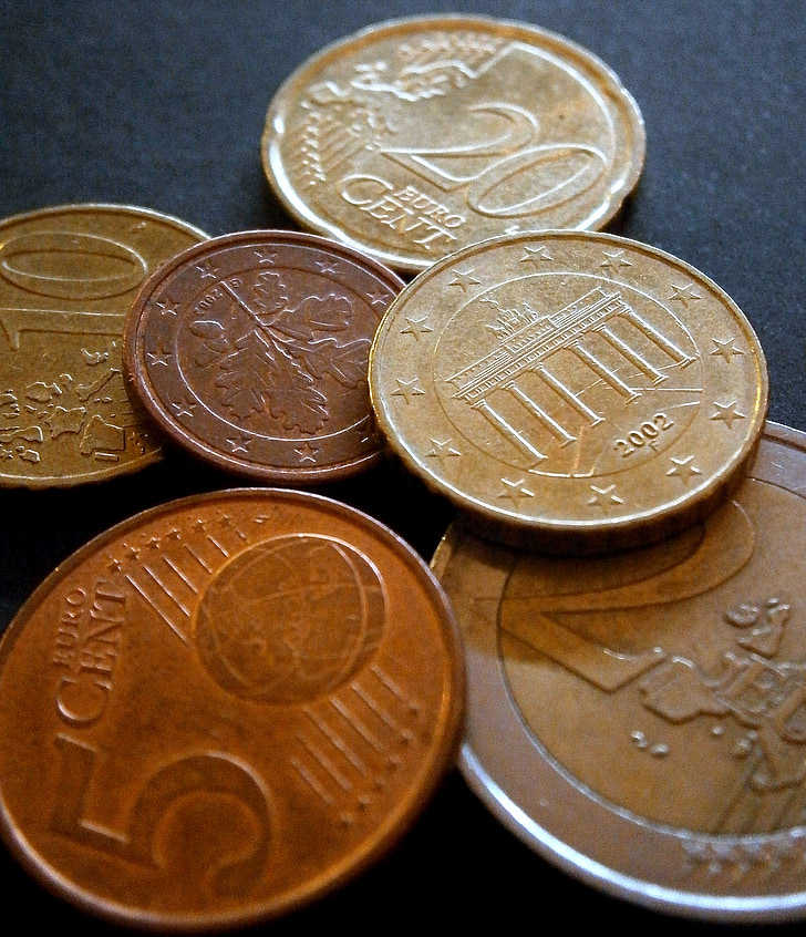 peníze, hotovost a hotovostní ekvivalenty, drobné, Měna, mince, cent, eura