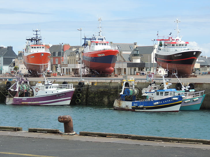 Ψάρεμα, λιμάνι, μηχανότρατα, Βρετάνη, Finistère, Guilvinec