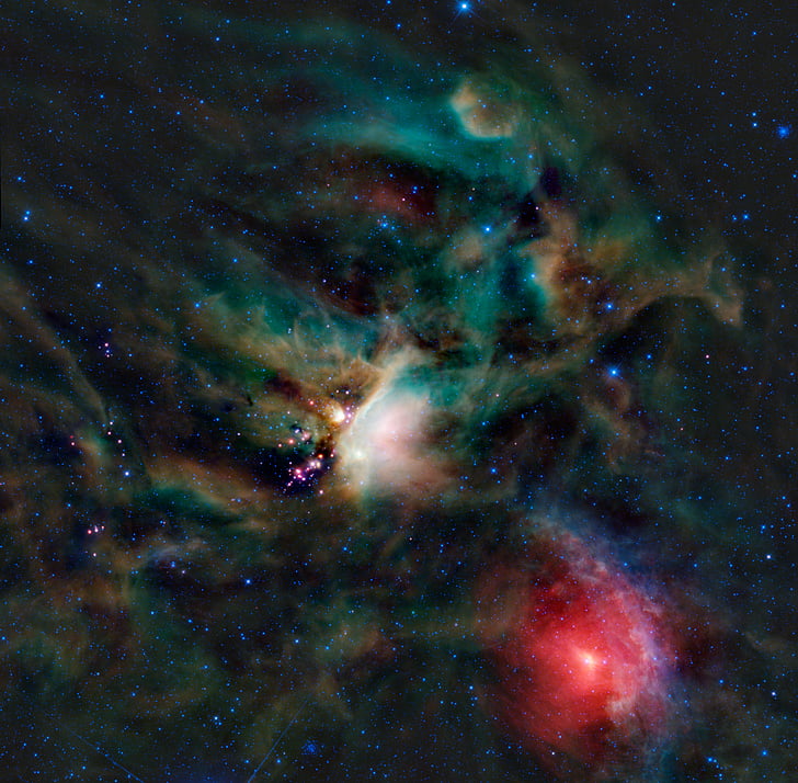 Rho ophiuchi, mākonis komplekss, telpa, galaktika, zvaigzne, kas veido, gleznainā, infrasarkanās gaismas