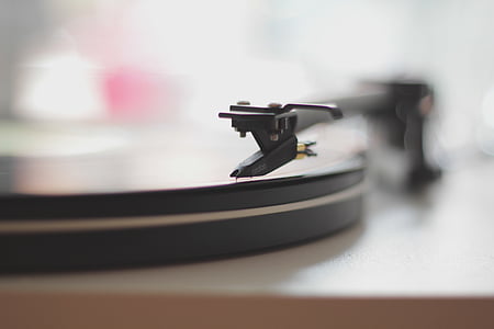 selective, focus, photography, vinyl, record, player, table