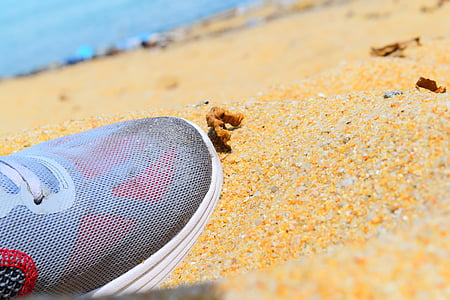 รองเท้า, ชายหาด, ฤดูร้อน, ทราย, วันหยุด, ทะเล, ท่องเที่ยว
