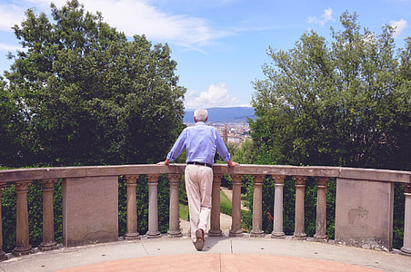 zahrady Boboli, pohled, muž, rotace, Příroda, Florencie, Itálie