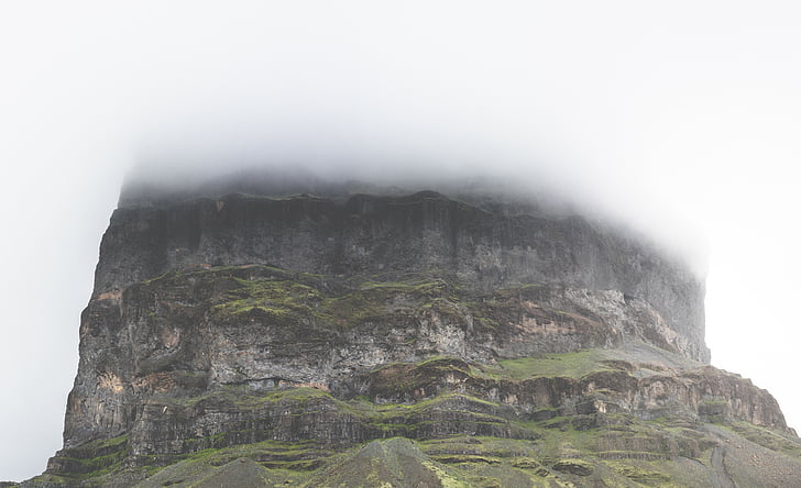fog, mist, mountain, nature, cliff, rock - Object