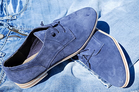 shoe, leather, pair, suede shoe, blue, women's shoes, sporty