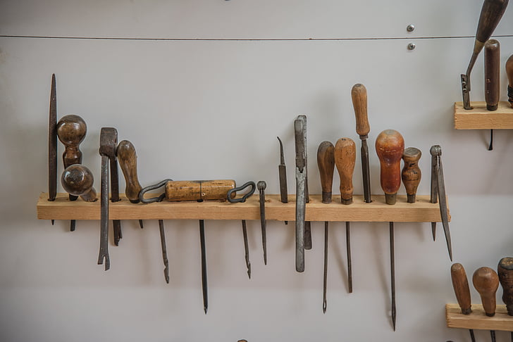 værktøj, arbejdsbord, håndværk, håndværkere, tænger, hammer, reparation
