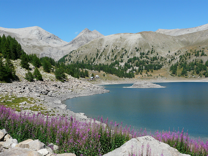 jezero Allos, Hora, pěší turistika, Příroda, krajina, Alpy, Mercantour