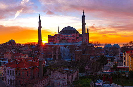 Istanbul, Cami, Turkije, reizen, zonsondergang, foto's van de natuur
